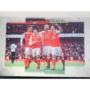 ARSENAL Futbol Club Goal Celebration 4-Piece Canvas Wrap TOTTENHAM 2016 EUC